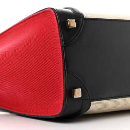 Celine Canvas Smooth Calfskin Micro Tri-Color Luggage Carmin 9 of 13
