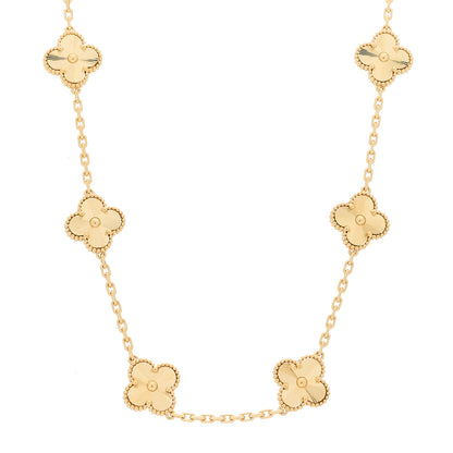 Van Cleef & Arpels 18K Yellow Gold 10 Motifs Guilloche Vintage Alhambra Necklace 1 of 6