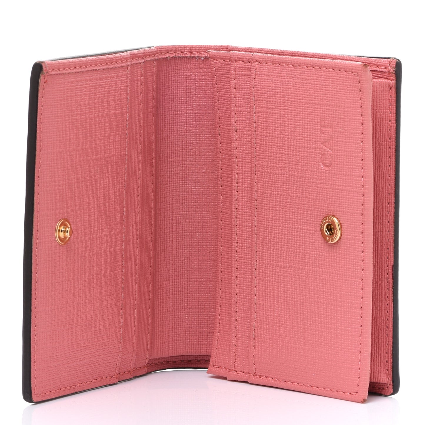 GG Supreme Monogram Face Embroidered Card Case Wallet Pink