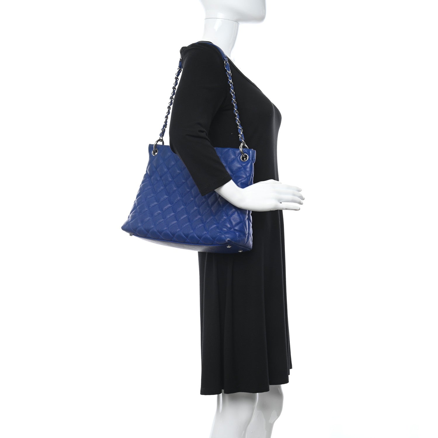 Chanel Caviar Quilted Easy Zip Tote Cobalt Blue 2 of 10