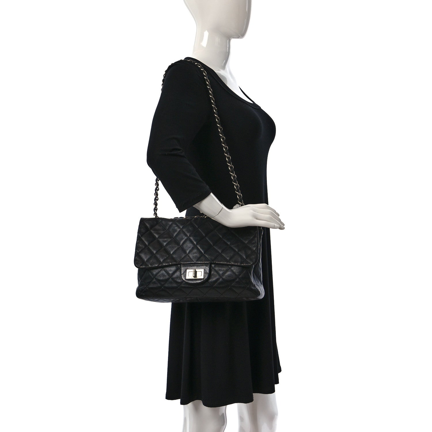 Chanel Washed Lambskin Quilted Jumbo Hybrid Reissue Flap Black 2 of 8
