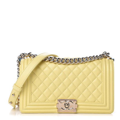 Chanel Lambskin Quilted Medium Boy Flap Yellow 1 of 14
