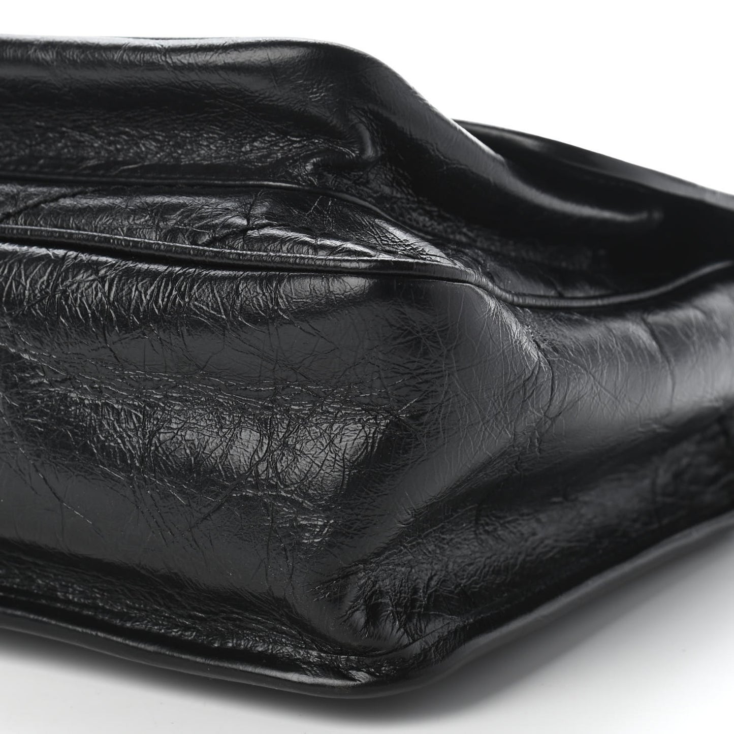 Crinkled Calfskin Matelasse Monogram Medium Niki Chain Satchel Black