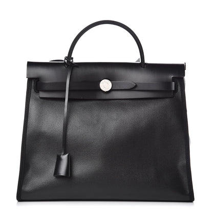 Hermes Toile H Berline Vache Hunter Herbag Zip PM 31 Black Ecru 1 of 12