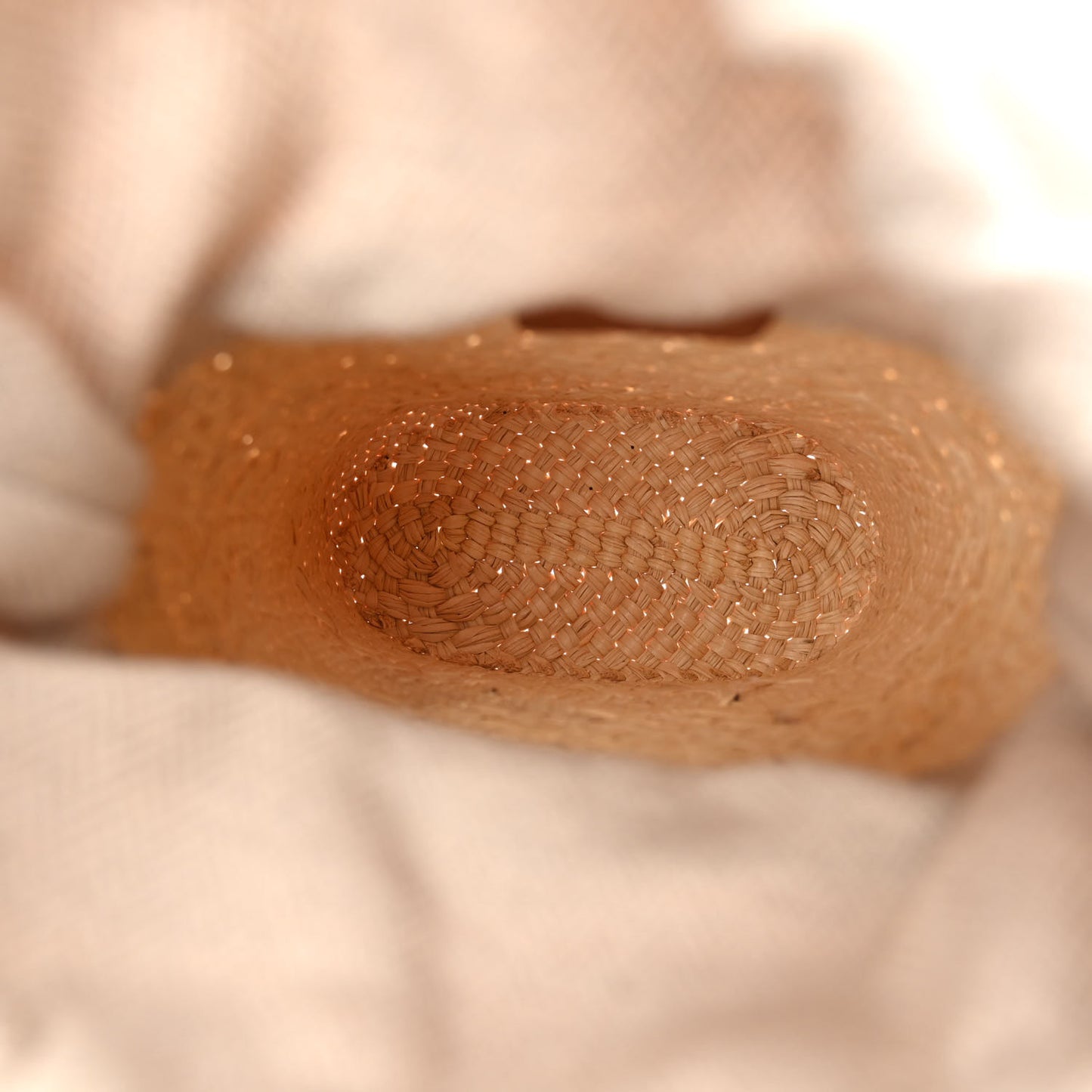Calfskin Raffia Paulas Ibiza Square Bucket Bag Natural Tan