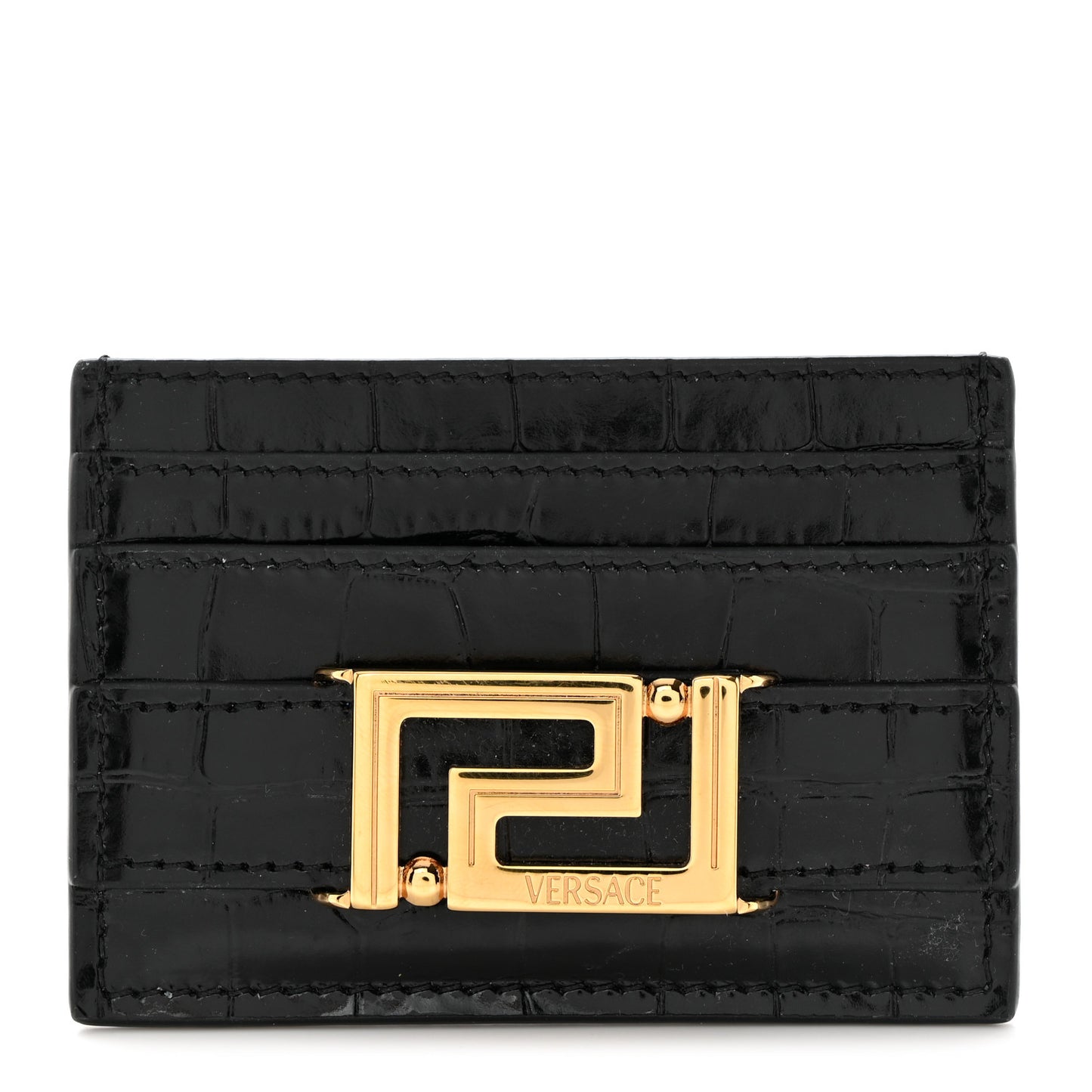 Calfskin Crocodile Embossed Greco Goddess Card Holder