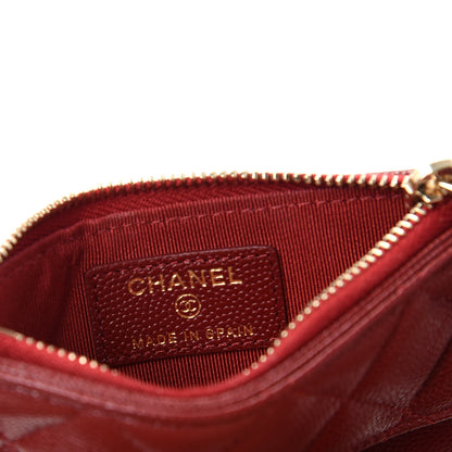 Chanel Caviar Quilted Flap Zip Card Holder Dark Red 6 of 8