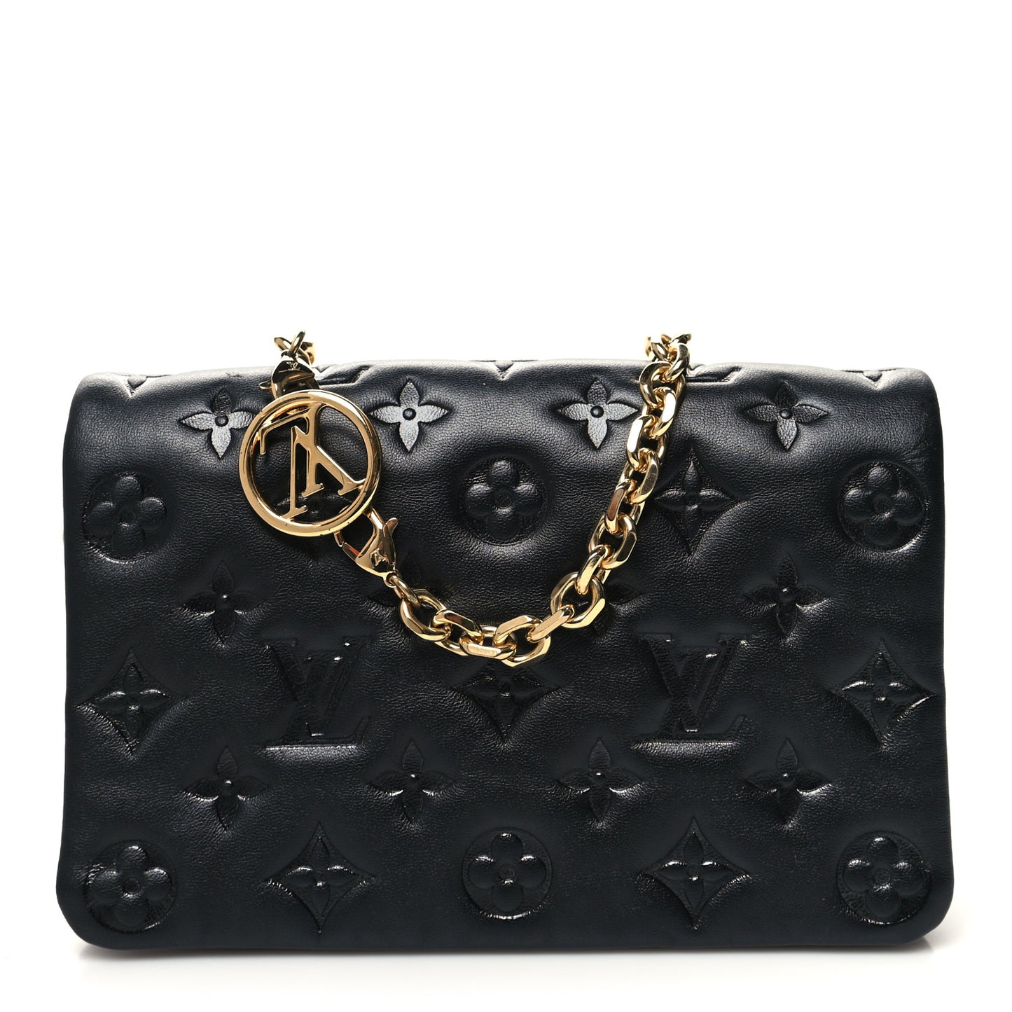 Lambskin Embossed Monogram Pochette Coussin Black