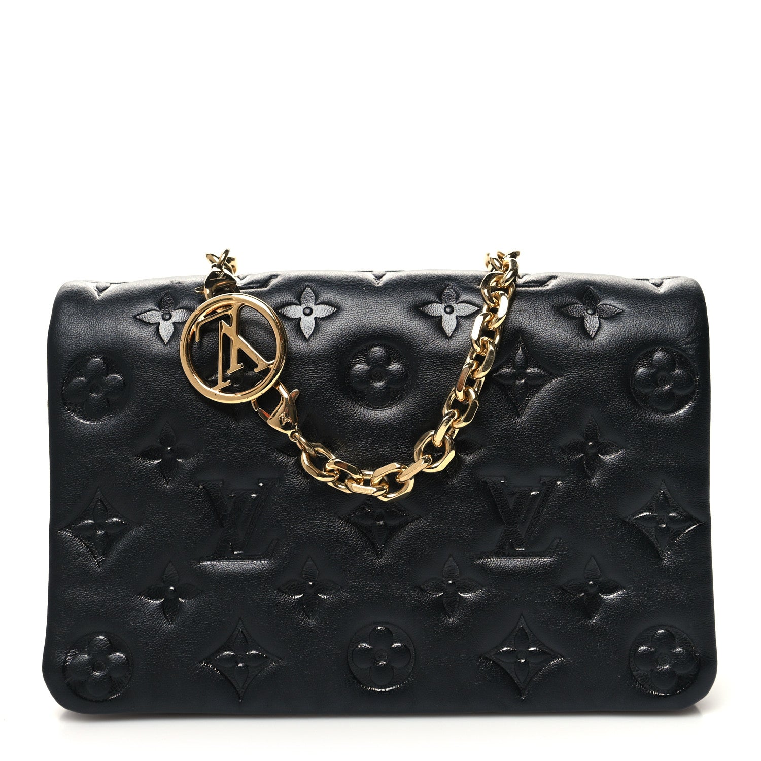 Louis Vuitton Lambskin Embossed Monogram Pochette Coussin Black 1 of 9