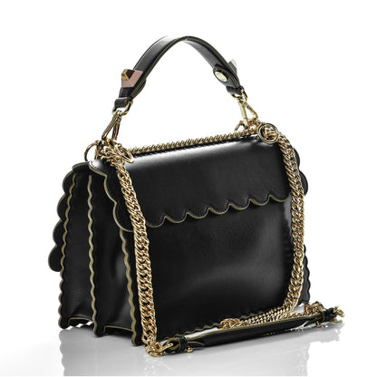 Fendi Vitello Liberty Scalloped Studded Kan I Shoulder Bag Black 3 of 7