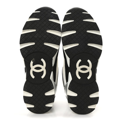 Chanel Mesh Suede Calfskin Grained Calfskin Womens CC Sneakers 40 Black White Silver 11 of 18