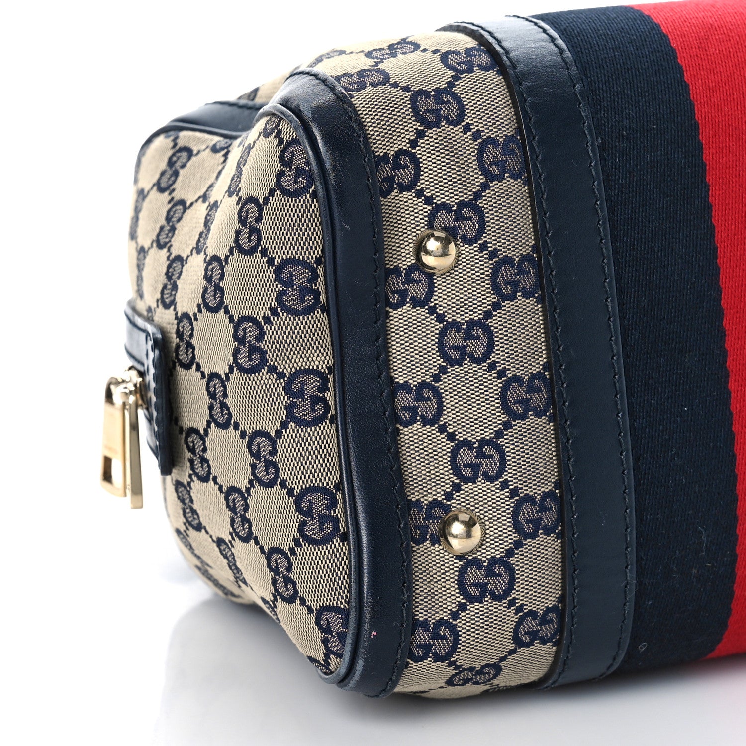 Gucci Monogram Vintage Web Small Boston Navy 9 of 12