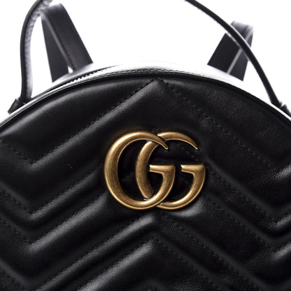 Gucci Calfskin Matelasse GG Marmont Dome Backpack Black 9 of 9