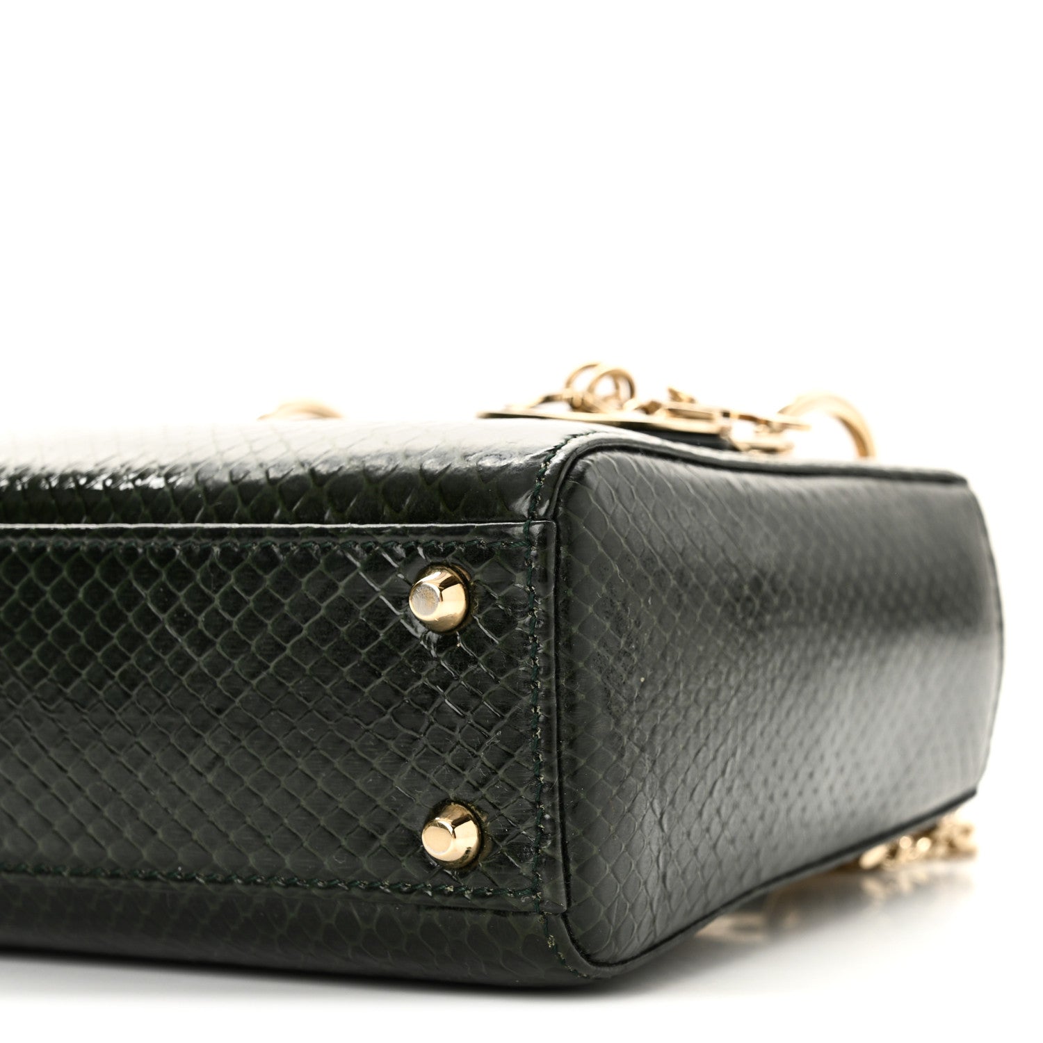 Christian Dior Shiny Snakeskin Mini Lady Dior Emerald Green 17 of 17