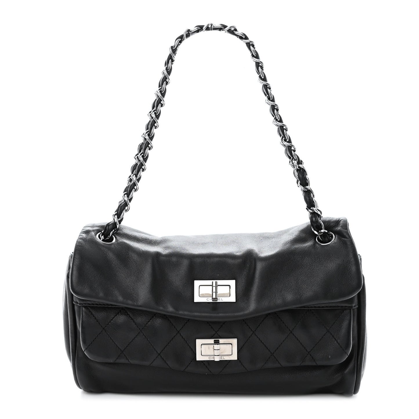 Lambskin Jumbo Mademoiselle Double Flap Black