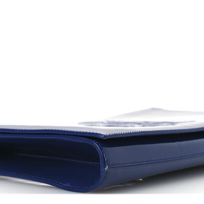 Saint Laurent Patent Calfskin Monogram Large Belle De Jour Clutch Royal Blue 9 of 12