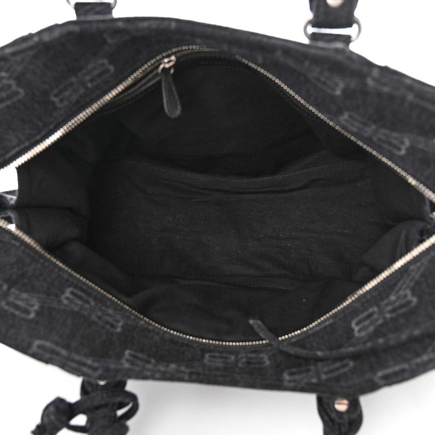 Washed Denim BB Monogram Neo Cagole City Handbag Black