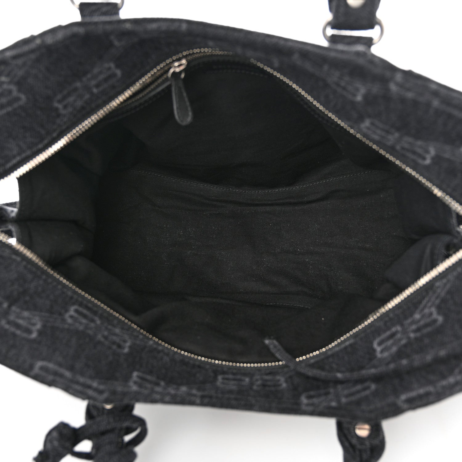 Balenciaga Washed Denim BB Monogram Neo Cagole City Handbag Black 5 of 11