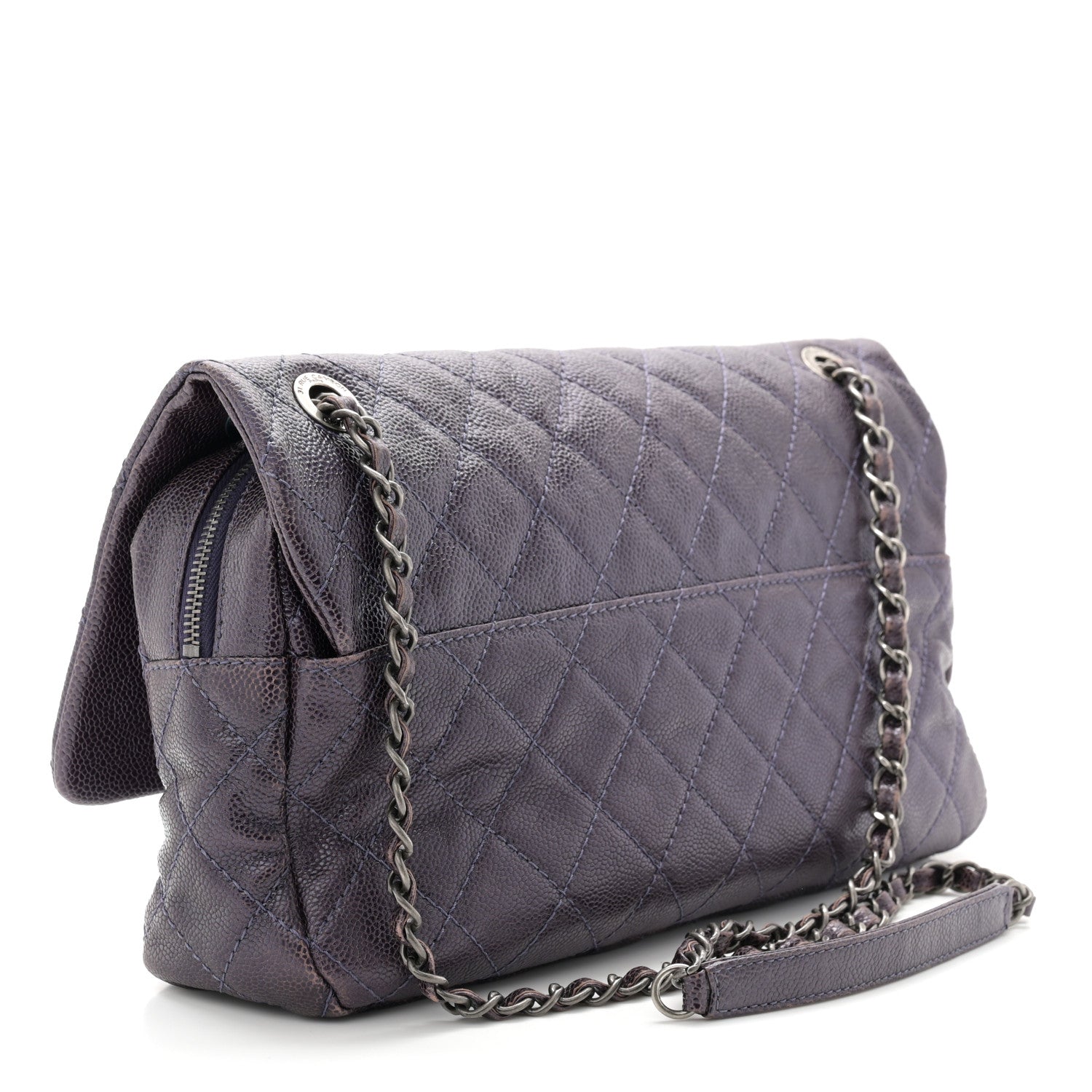 Chanel Iridescent Caviar Quilted Large Chic Flap Dark Purple 3 of 10