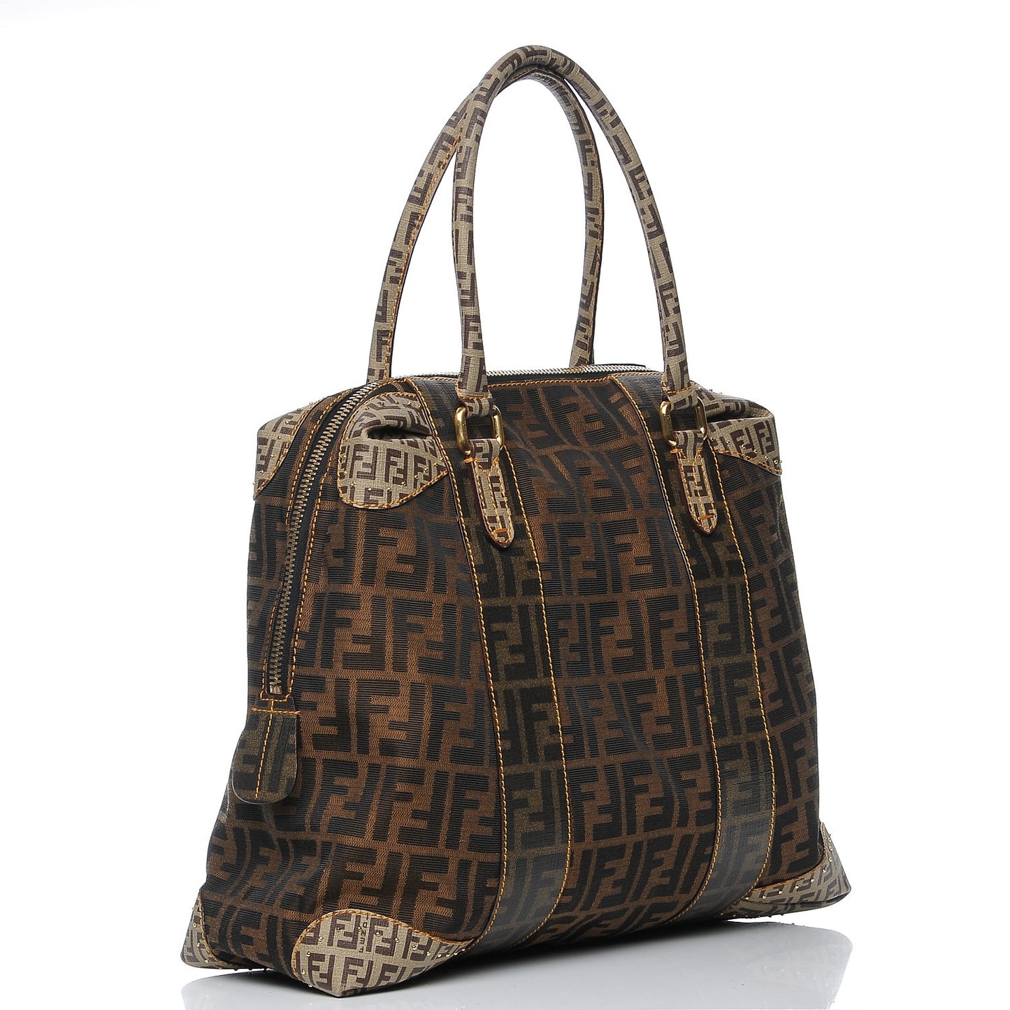 Zucca Zucchino Spalmati Large B Mix Tote Tobacco