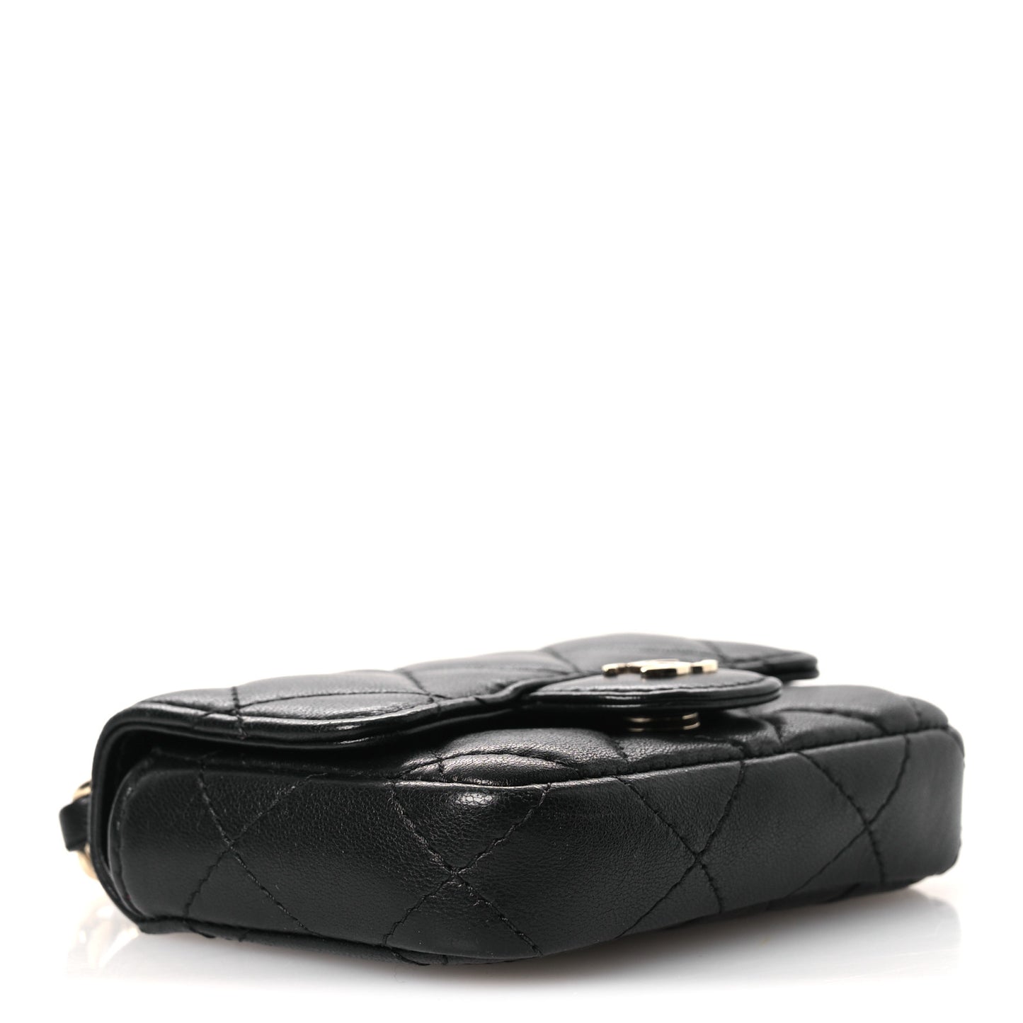 Lambskin Quilted Mini Chain Belt Bag Black