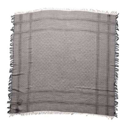 Gucci Wool Silk GG Monogram Diamante Plaid Surviee Shawl Beige Dark Brown 3 of 5