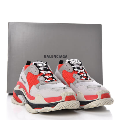 Balenciaga Fabric Mesh Womens Triple S Sneakers 38 Red Grey White 10 of 10