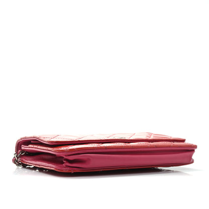 Chanel Patent Calfskin Quilted Wallet On Chain WOC Pink 4 of 10