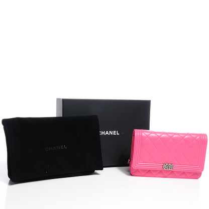 Chanel Lambskin Boy Wallet on Chain WOC Pink 5 of 9