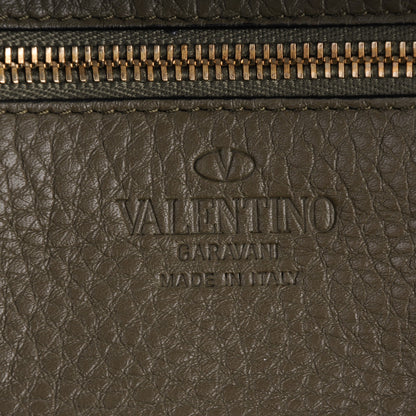 Valentino Garavani Alce Printed Calfskin Medium Rockstud Tote Army Green 7 of 8