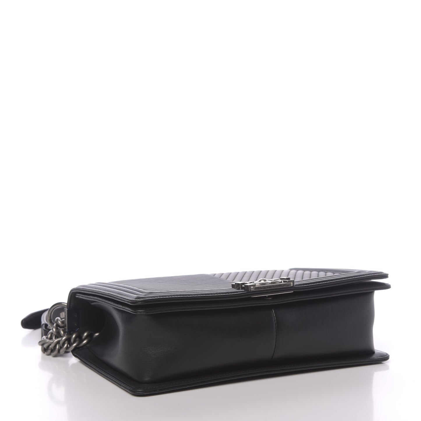 Lambskin Chevron Quilted New Medium Boy Flap Black