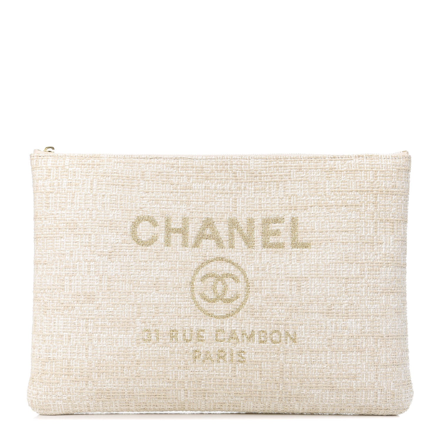 Chanel Canvas Small Deauville Pouch White 1 of 8