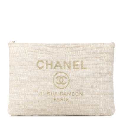 Chanel Canvas Small Deauville Pouch White 1 of 8