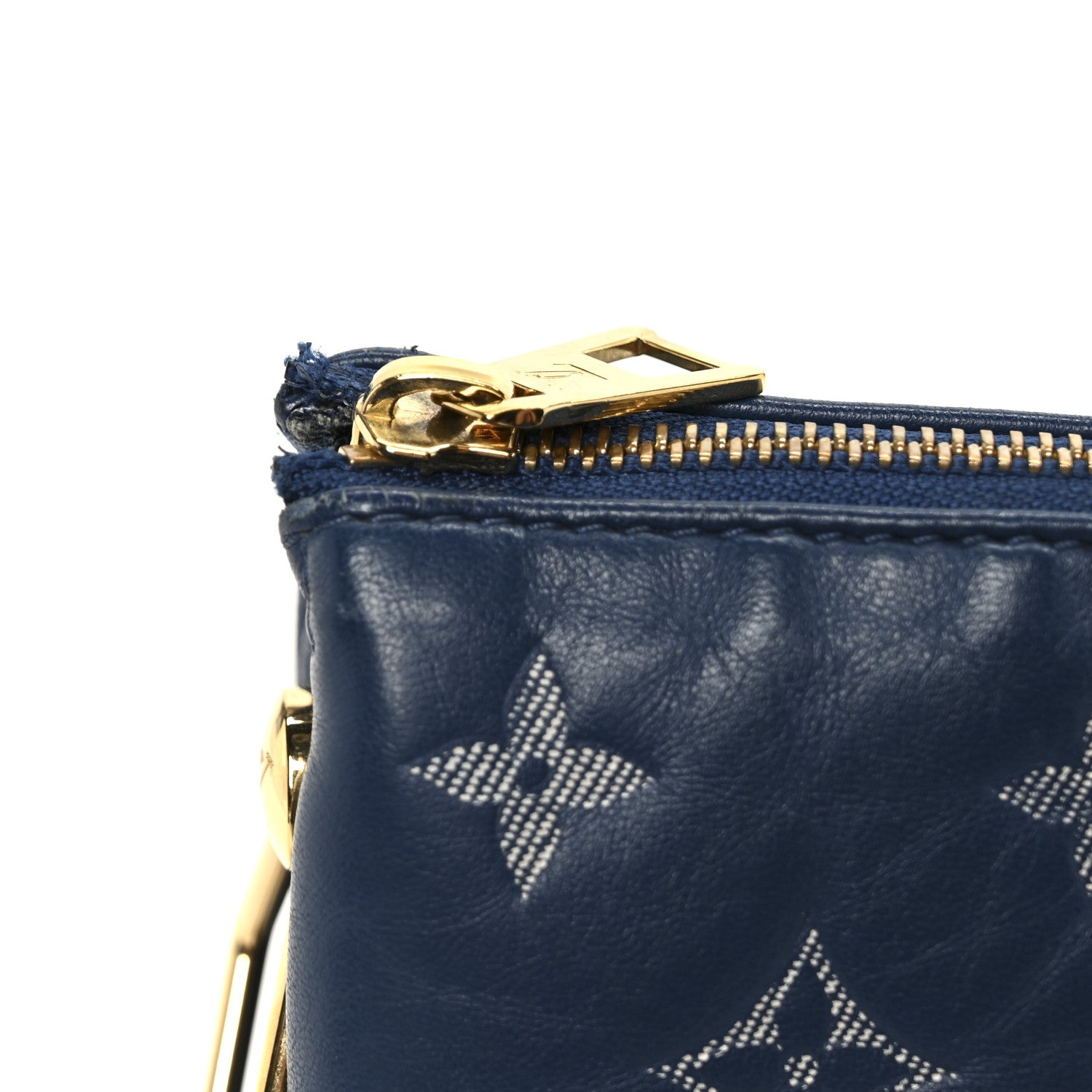 Louis Vuitton Lambskin Embossed Monogram Coussin PM Denim Blue