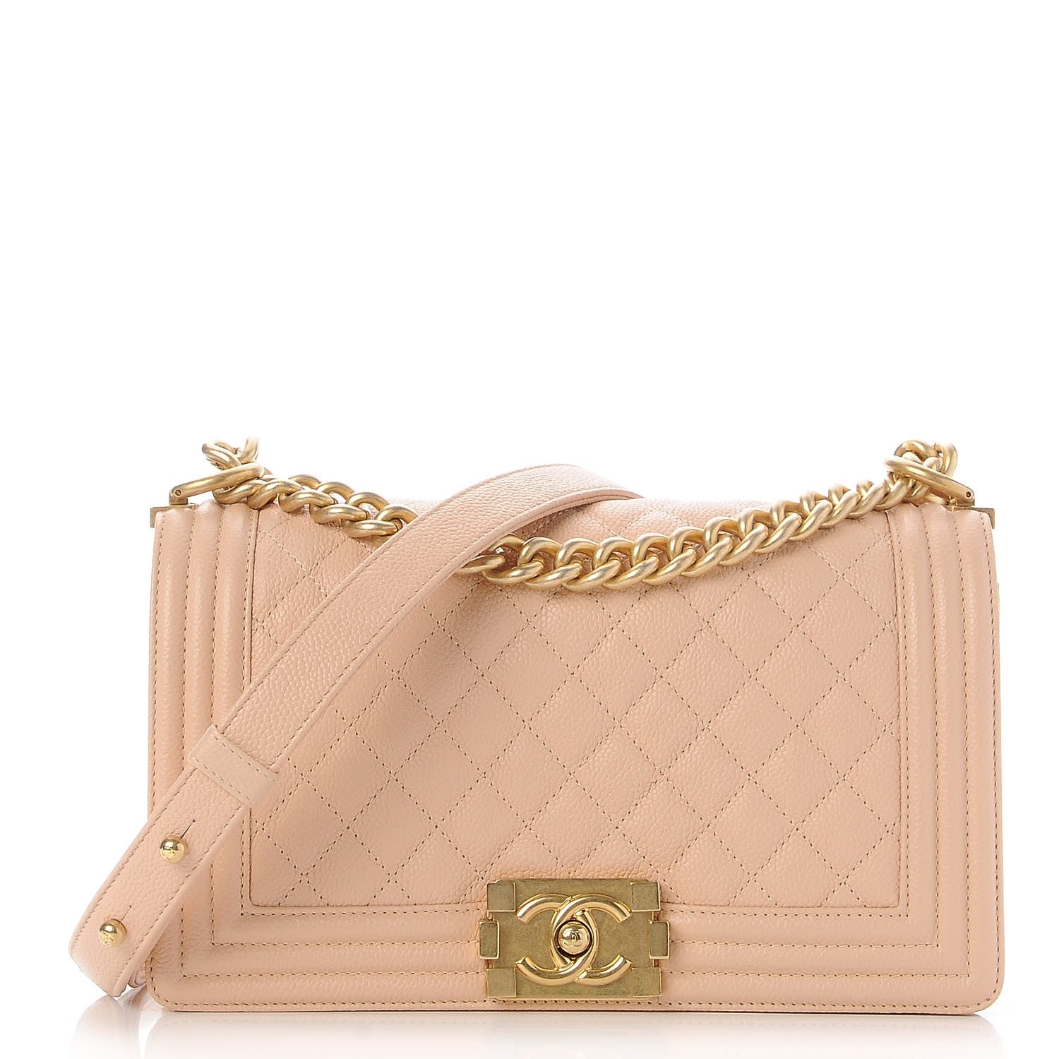 Chanel Caviar Quilted Medium Boy Flap Light Beige 1 of 9