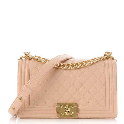 Chanel Caviar Quilted Medium Boy Flap Light Beige 1 of 9
