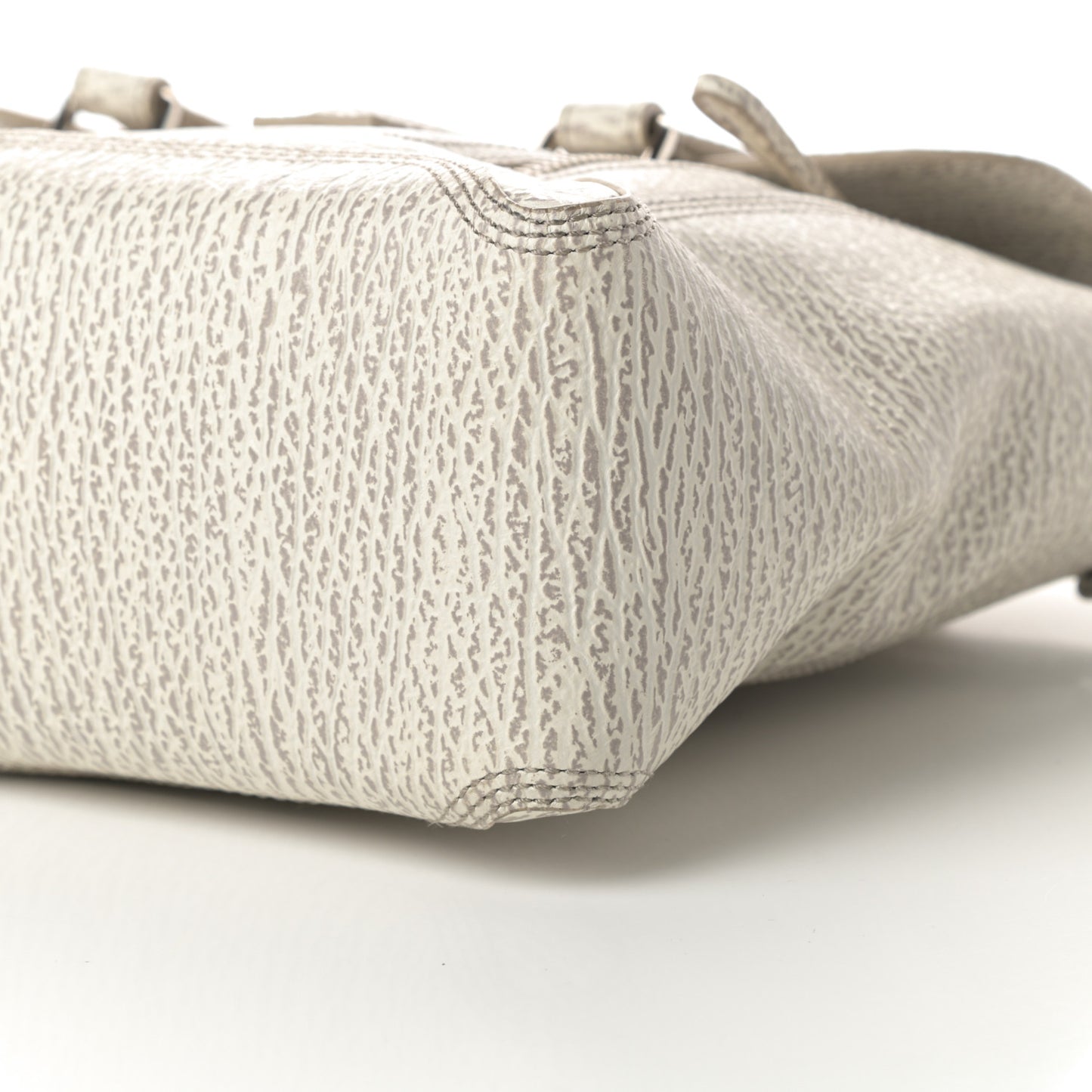 Shark Embossed Textured Calfskin Large Pashli Satchel Ivory Dove