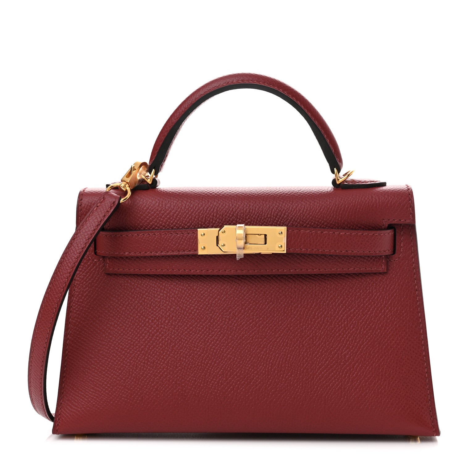 HERMES Epsom Mini Kelly Sellier 20 in the color Rouge Grenat by FASHIONPHILE