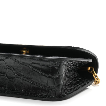 Balenciaga Extra Supple Calfskin Crocodile Embossed Gossip Wallet On Chain Black 10 of 10