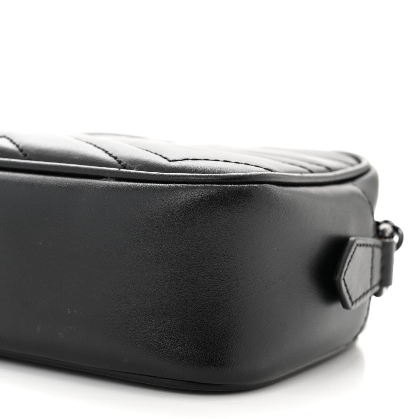 Calfskin Matelasse Monochrome Mini GG Marmont Chain Shoulder Bag Black