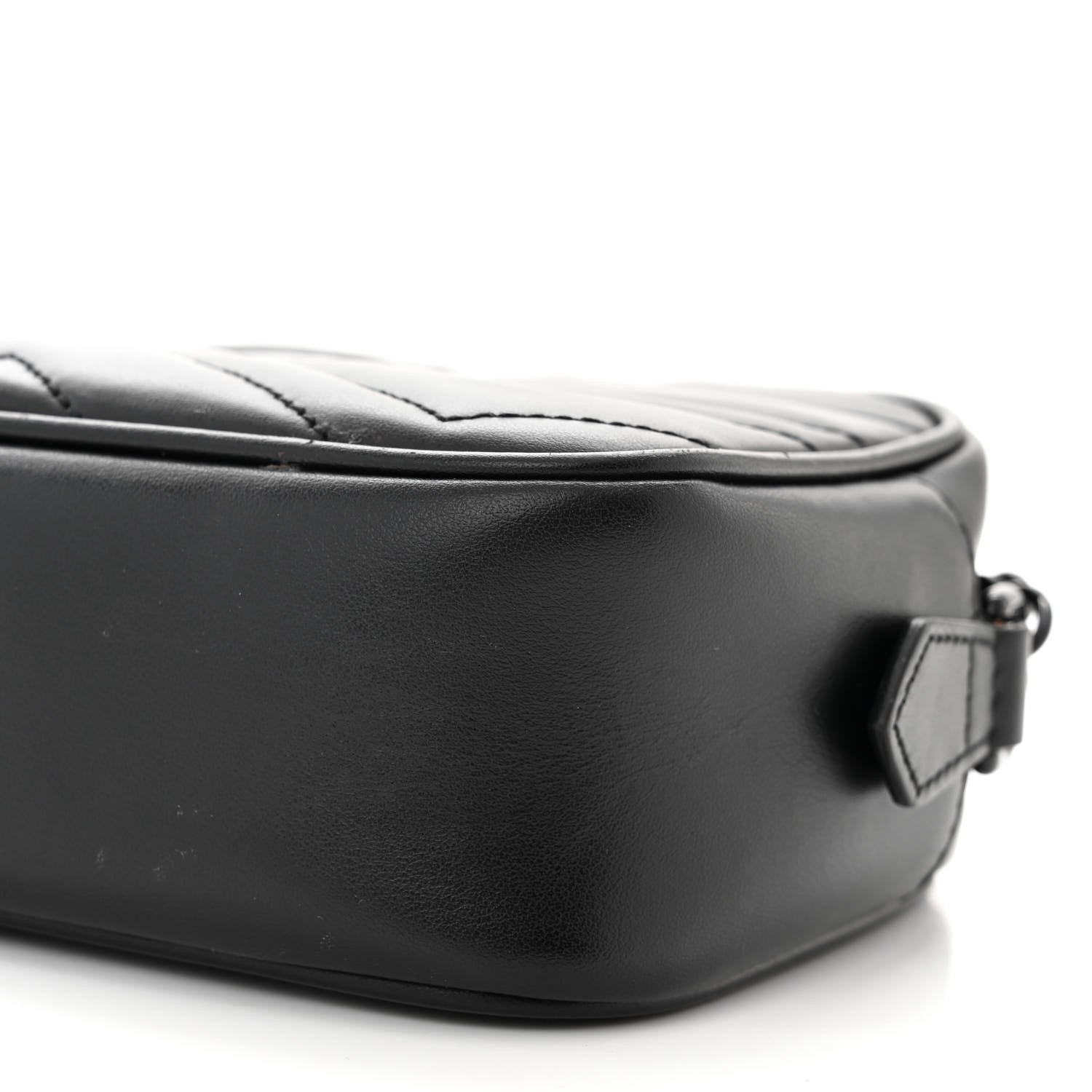 Gucci Calfskin Matelasse Monochrome Mini GG Marmont Chain Shoulder Bag Black 10 of 11