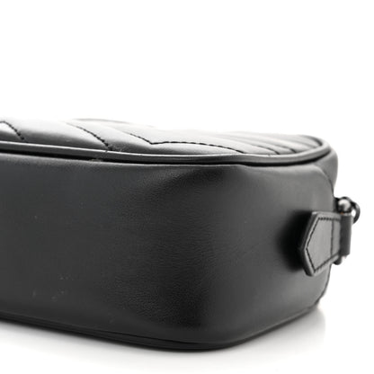 Gucci Calfskin Matelasse Monochrome Mini GG Marmont Chain Shoulder Bag Black 10 of 11