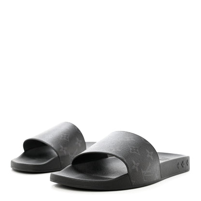 Louis Vuitton Rubber Monogram Eclipse Mens Waterfront Mules 8 Black 3 of 9