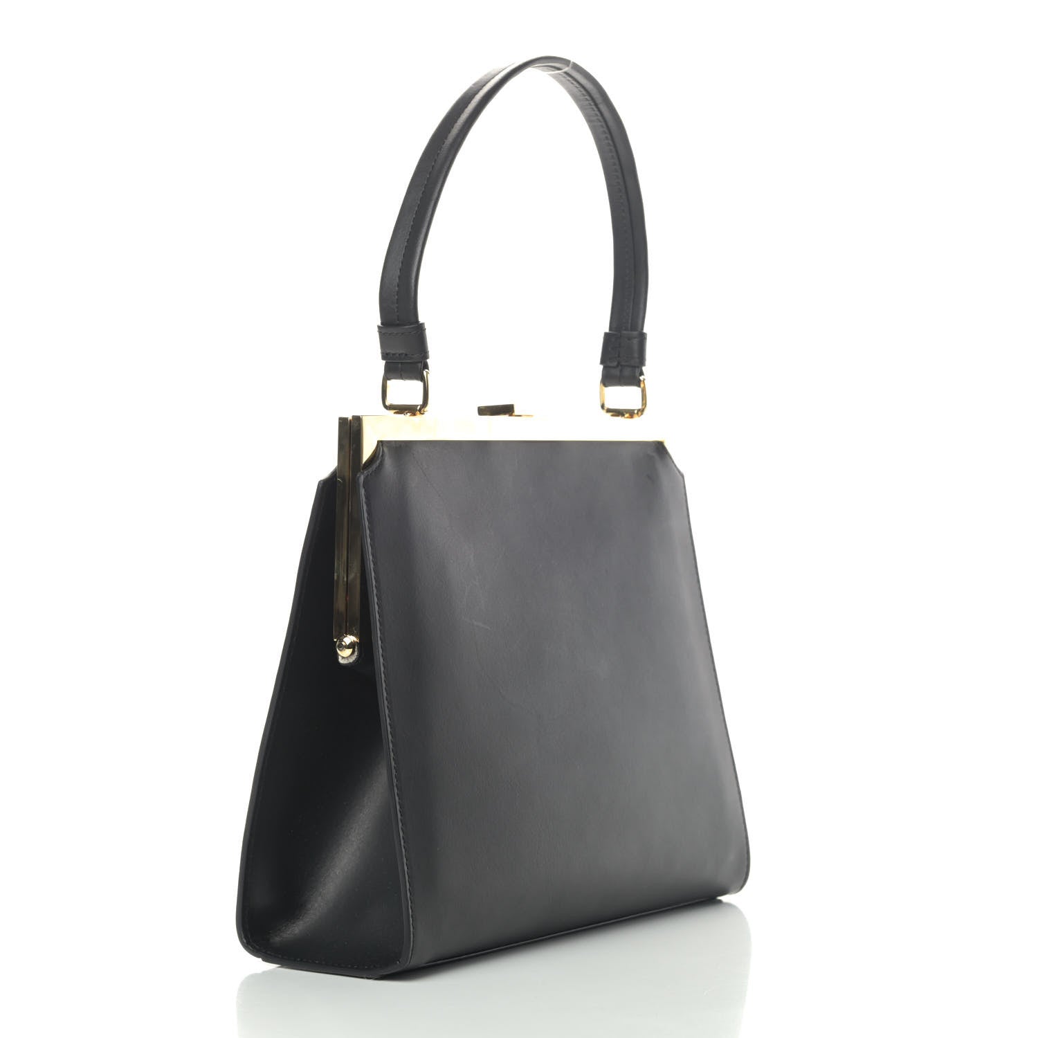 Mansur Gavriel Vegetable Tanned Calfskin Elegant Top Handle Bag Black 2 of 5