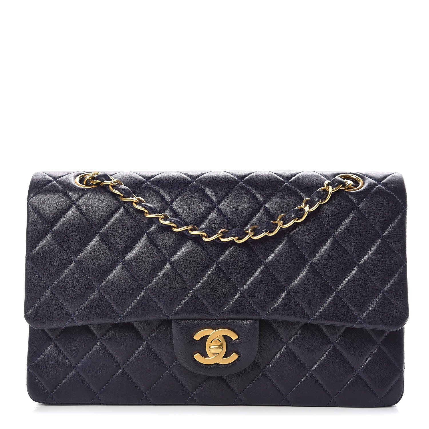 Chanel Lambskin Quilted Medium Double Flap Navy 1 of 15