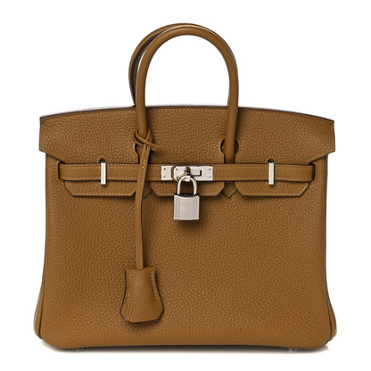 Hermes Togo Verso Birkin 25 Bronze Dore Bleu Brume 1 of 34