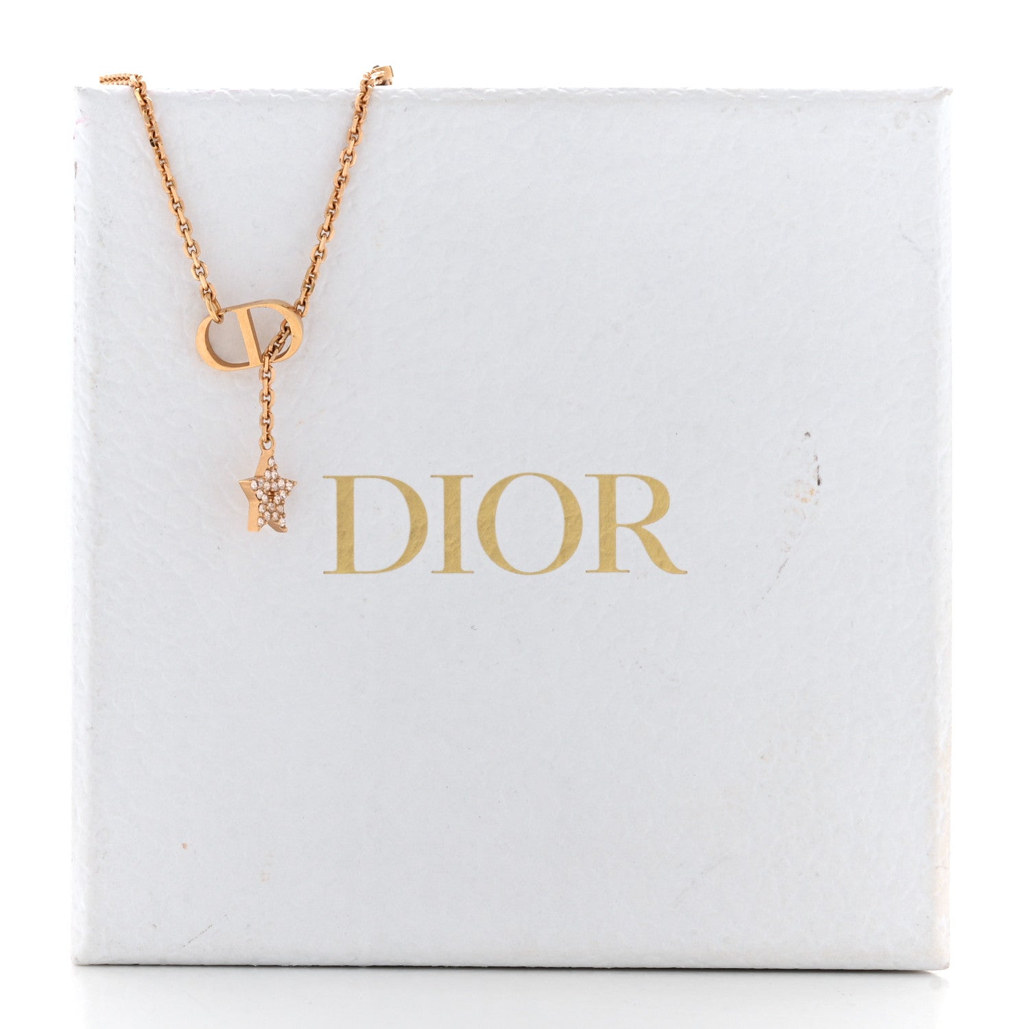 Christian Dior Metal Crystal Petit CD Necklace Rose Gold 1716160