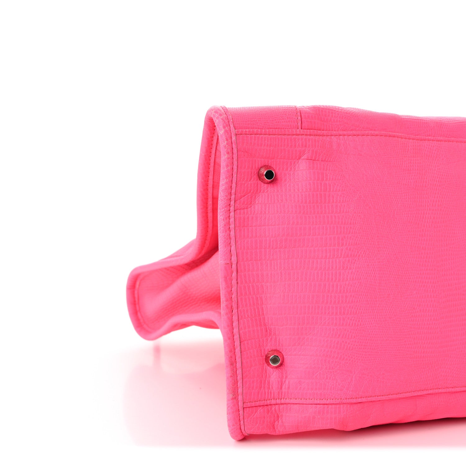Balenciaga Calfskin Lizard Embossed Silver Hardware Work Rose Fluo 10 of 11