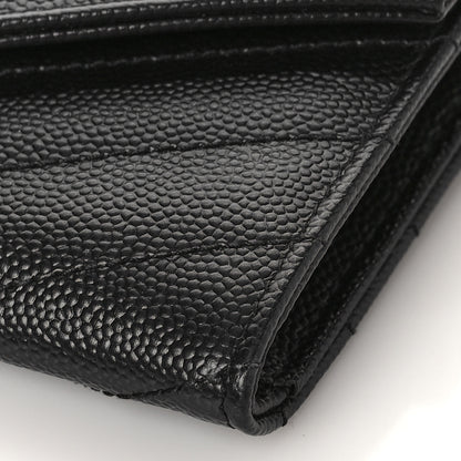 Saint Laurent Grain De Poudre Matelasse Chevron Small Monogram Envelope Wallet Black 8 of 8