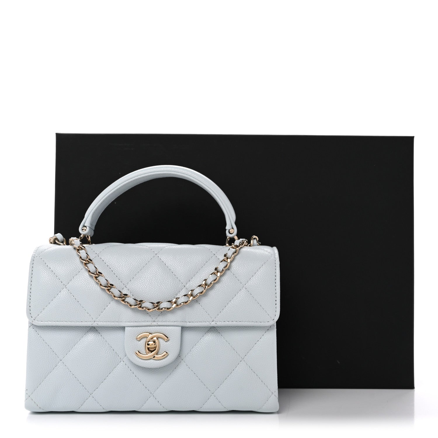 Chanel Caviar Quilted Mini Retro Twist Top Handle Flap Light Blue 12 of 12